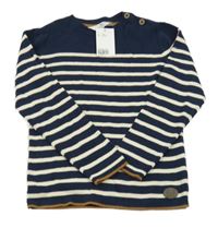 Nové - Tmavomodro-smotanový pruhovaný sveter H&M