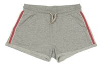 Sivé melírované teplákové kraťasy s pruhmi 9th Avenue