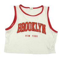 Smotanový crop top s nápisom Shein