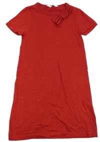 Červené trblietavé svetrové šaty s mašlou H&M