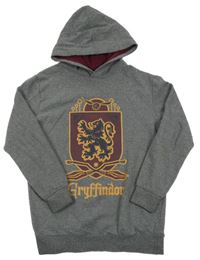 Tmavošedá melírovaná mikina s erbem a kapucí - Harry Potter