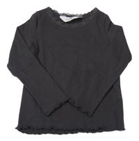 Tmavosivé rebrované tričko H&M