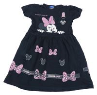 Čierne bavlnené šaty s Minnie a mašlemi George