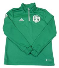 Zelená sportovní funkční mikina s potiskem Adidas
