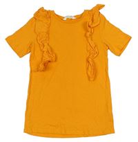 Oranžové tričko s volánikmi H&M