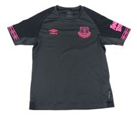 Tmavosivé športové funkčné tričko s ružovymi nápisy a logom Umbro