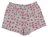 Sivo-ružové pyžamové kraťasy s písmenky George