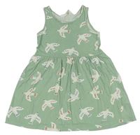 Zelené šaty s vtáčky H&M