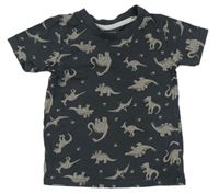 Tmavosivé tričko s dinosaurami Primark