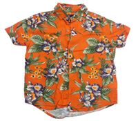Oranžovo-zeleno-fialová kvetovaná ľahká košeľa Next