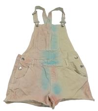 Smetanvo-růžovo-modré plátěné laclové kraťasy Denim Co.
