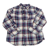 Bielo-tmavomodro-červená kockovaná košeľa H&M
