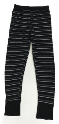 Černo-šedé pruhované pyžamové kalhoty C&A