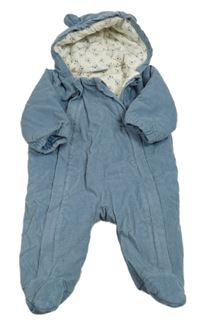 Modrá menšestrová lehce zateplená kombinéza s kapucňou Topomini