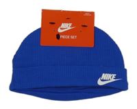 Nové - modrá žebrovaná čepice s logem Nike