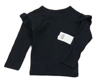 Nové - Černé žebrované triko s volánky F&F