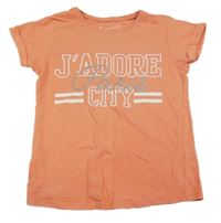 Lososové tričko s nápisy Primark