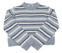 Modro-fialovo-biely pruhovaný crop sveter H&M