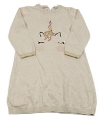 Pudrové pletené šaty s jednorožcom M&S