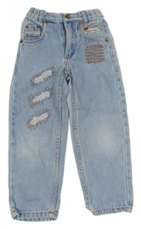 Světlemodré rifle s výšivkami 