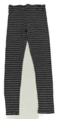 Čierno-biele pruhované rebrované legíny F&F