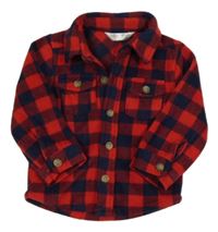 Červeno-tmavomodrá kockovaná fleecová košeľa M&Co.