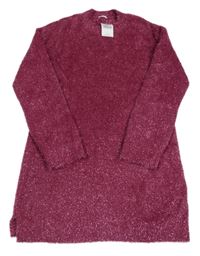 Nové - Fuchsiové chlupaté svetrové šaty Next