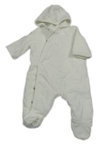 Bílá sametová zateplená kombinéza s liškami a kapucí C&A