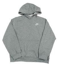 Šedá melírovaná mikina s logem a kapucí Nike