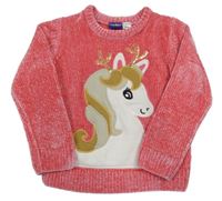 Ružový žinylkový sveter s jednorožcom Lupilu