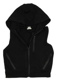Čierna tepláková prepínaci vesta s kapucňou River Island