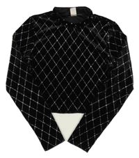 Čierno-strieborné vzorované zamatové crop tričko shein