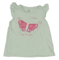 Světlemodrý top s motýlkem a volánky sinsay