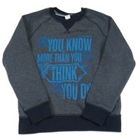 Tmavomodrá melírovaná mikina s nápisom S. Oliver