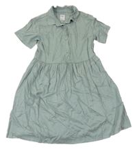 Khaki plátenné šaty s golierikom Denim Co.