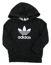 Černá mikina s logem a kapucí Adidas