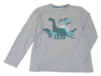 Sivé melírované tričko s dinosaurami BPC