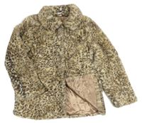 Béžová kožušinová podšitá bunda s leopardím vzorom Tu