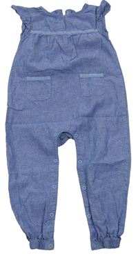 Modré melírované laclové kalhoty riflového vzhledu s čipkou Lupilu