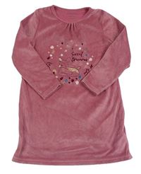 Růžová sametová noční košile s kolouškem Primark