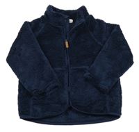 Tmavomodrá plyšová propínací mikina H&M