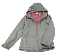 Šedo-růžová softshellová bunda s kapucí Lily & Dan