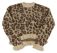Béžovo-hnedý crop sveter s leopardím vzorom River Island