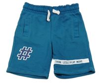 Petrolejové teplákové kraťasy s potlačou X-mail