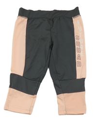 Antracitovo-svetloružové športové crop legíny s nápismi Ergeenomixx