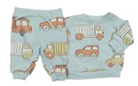 2set - Světlemodrá mikina s auty + tepláky Primark