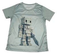 Šedozelené tričko s robotom