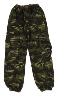 Kaki-béžovo-hnedé army cargo cuff nohavice