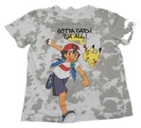 Béžovo-biele batikované tričko s Ashem - Pokémon H&M