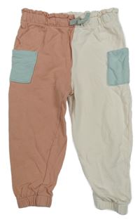 Růžovo-béžovo-modré tepláky H&M